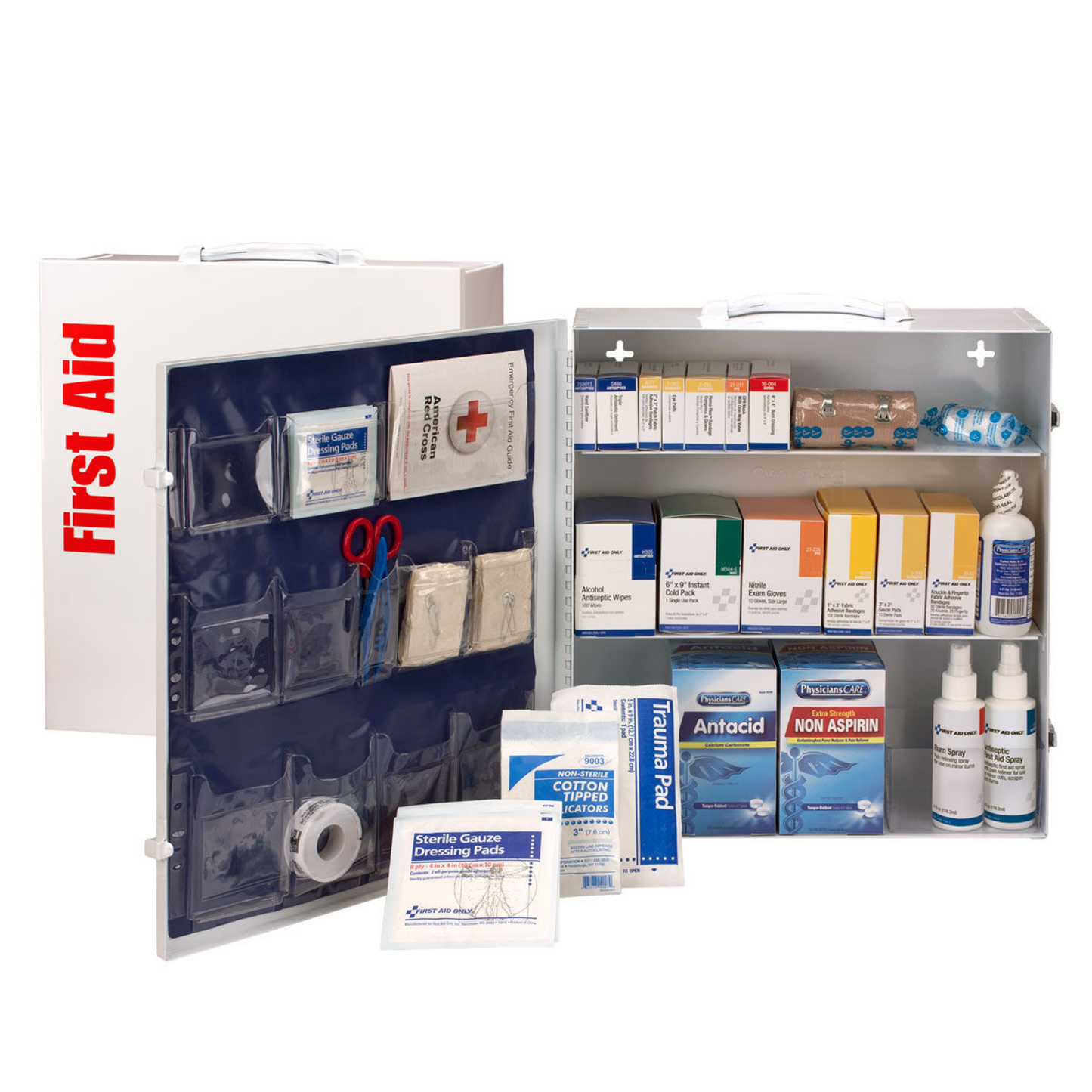 100 Person ANSI A 3 Shelf First Aid Cabinet, ANSI 2021 Compliant (Monthly Lease)