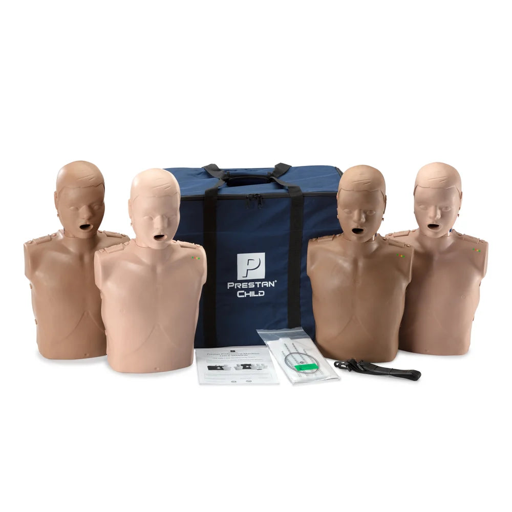 PRESTAN Professional Child Manikin with CPR Feedback - 4 pack (2 Medium Skin and 2 Dark Skin)