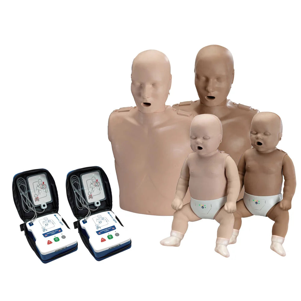 PRESTAN Take2 Diversity CPR Manikin & AED Trainer Kit (2-Adult 1 Medium Skin & 1 Dark Skin, 2-Infant - 1 Medium Skin & 1 Dark Skin, & 2-AED UltraTrainers)