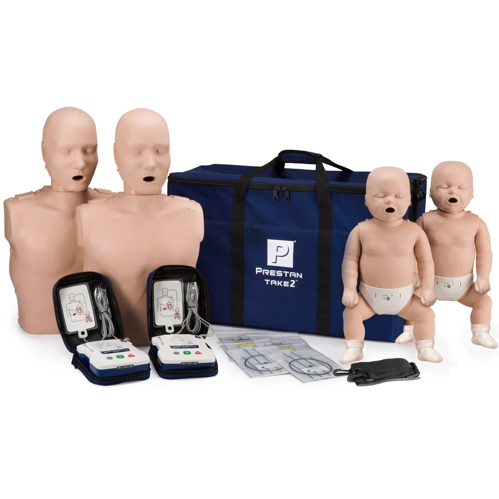 PRESTAN Take2 CPR Manikin & AED Trainer Kit (2-Adult, 2-Infant, & 2-AED UltraTrainers) (Medium Skin)