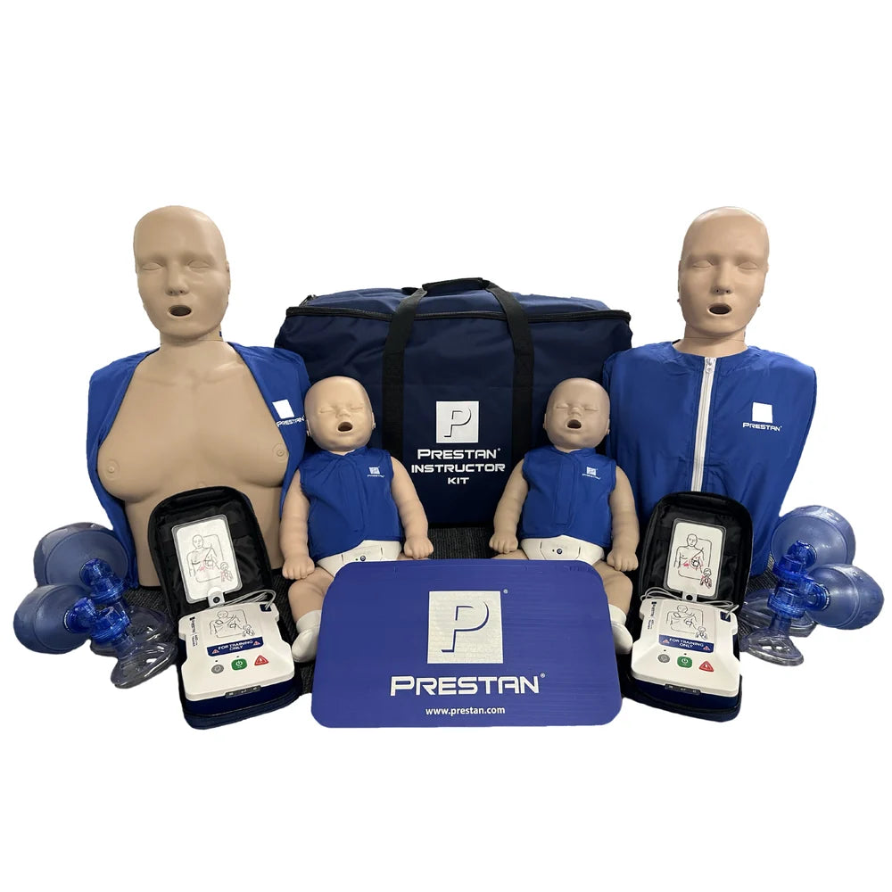 PRESTAN Instructor Trainer Kit (1-Adult, 1-Female, 2-Infant, 2-AED UltraTrainers, & Accessories, Medium Skin)