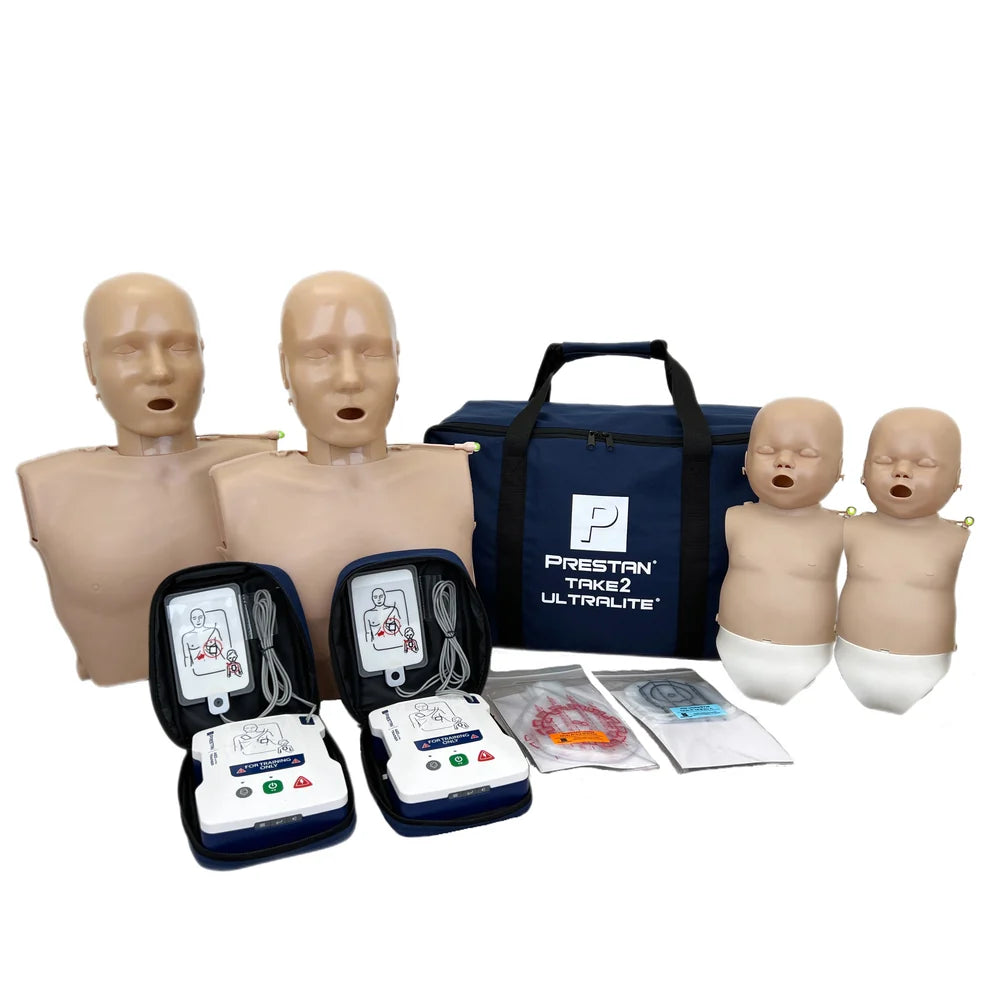 PRESTAN Take2 CPR Ultralite Manikin & AED Trainer Kit with Feedback, Medium Tone